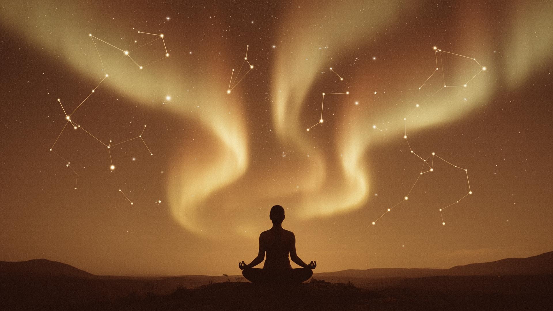 Silhouette under starry sky — cosmic profile