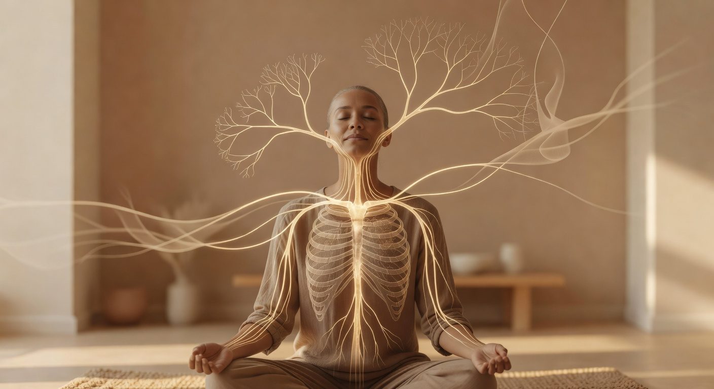 Persoon die connected breathing doet met focus op zenuwstelsel activatie en parasympathische reactie