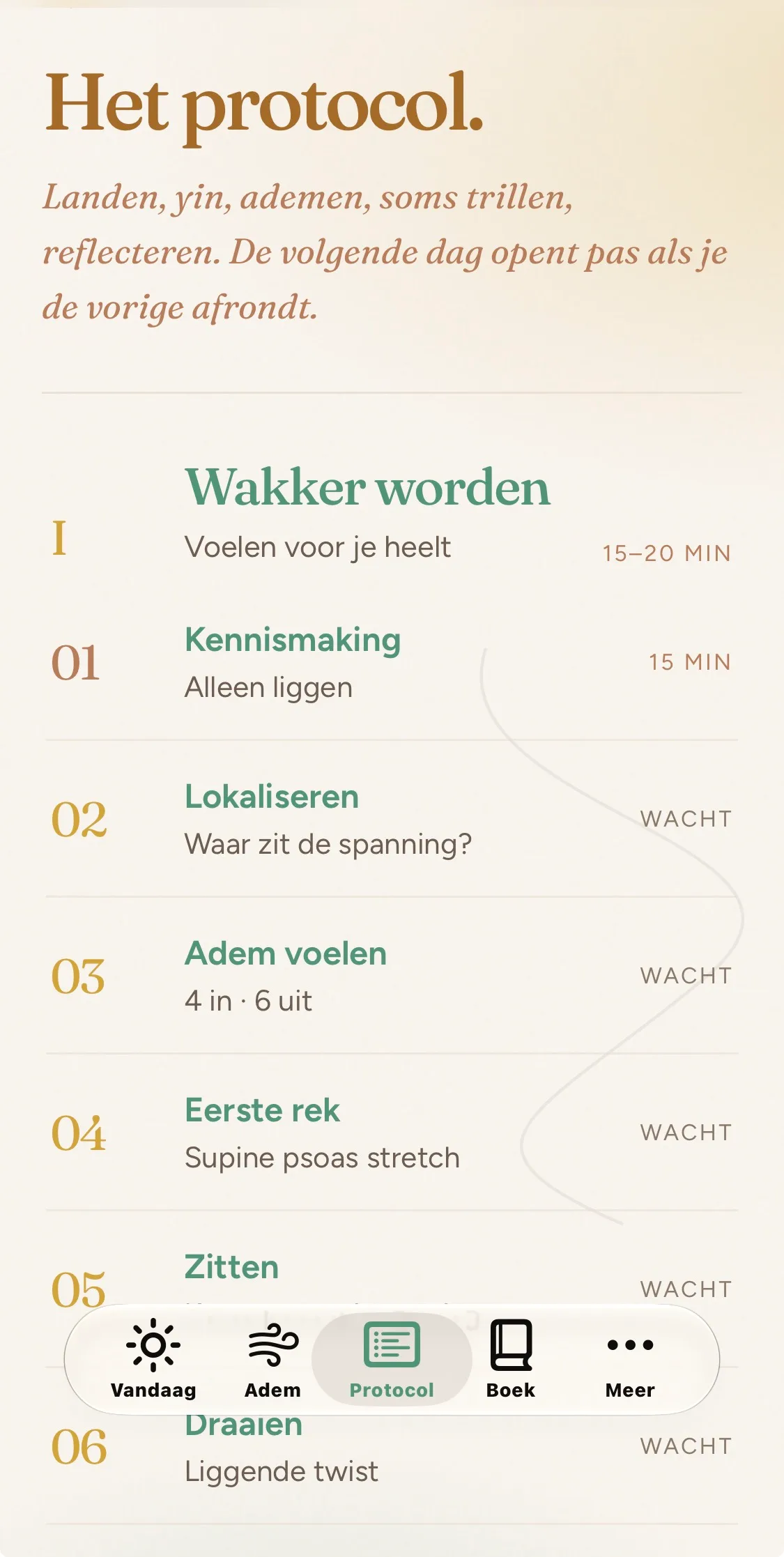 Psoas Reset-app, protocol-index (beta)