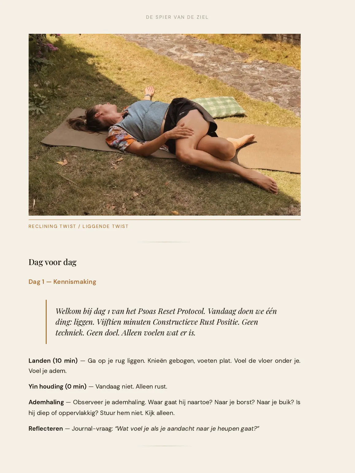 Preview van dag 01 in Het 30-Dagen Psoas Reset Protocol